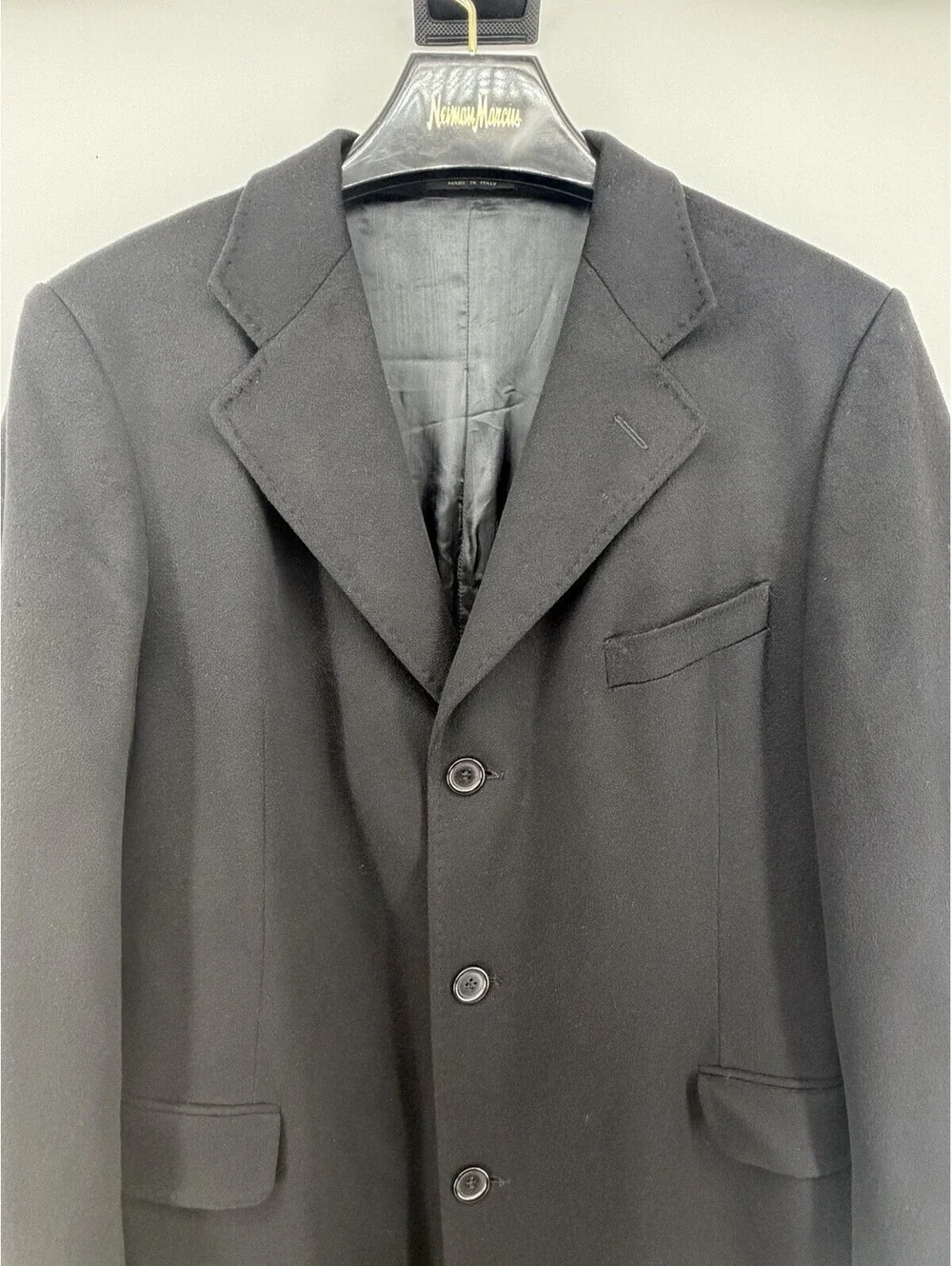 Via dei Giubbi Milano 100% Cashmere Overcoat Men’s Black Made in Italy